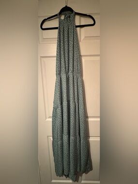 NWT ZCSIA Sz XL Seafoam and White Polka Dot Tiered Maxi Dress